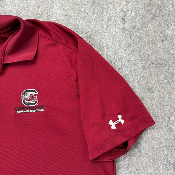 South Carolina Gamecocks Under Armour Polo Shirt Men M Red Loose Performance - Picture 3 of 13